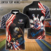 BlueJose Bowling American Flag Eagle Strike Patriotic Design Personalized Name, Team Name 3D Shirt