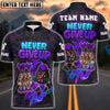BlueJose Darts Never Give Up Graffiti Style Personalized Name, Team Name Unisex Shirt (4 Colors)