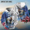 Bluejose Catfish Fishing Patriotic American Flag Wave White Skin Custom Name & Team Name 3D Shirts