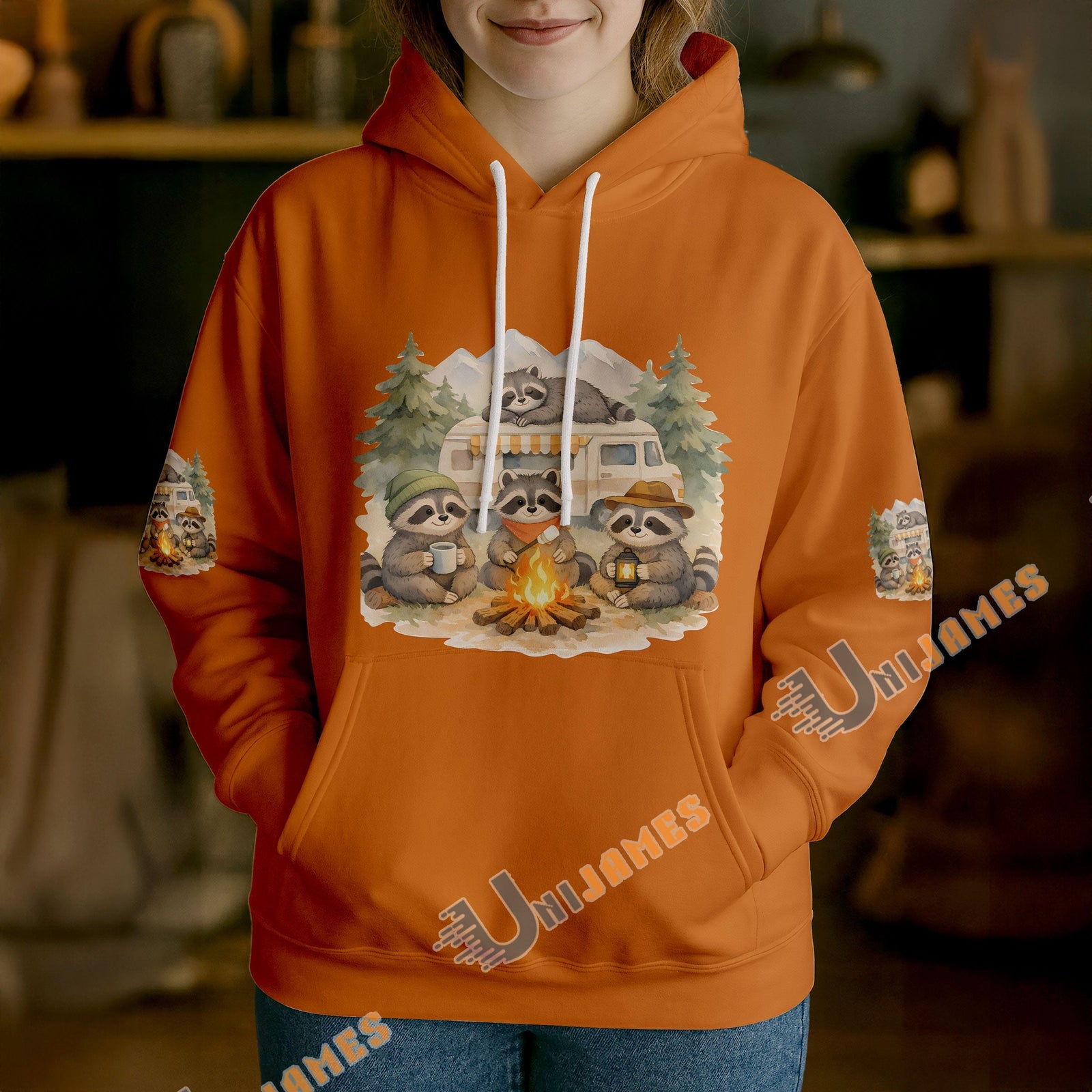 BlueJose Racoon Camping We Will Get There When We Get There Personalized Name Shirts