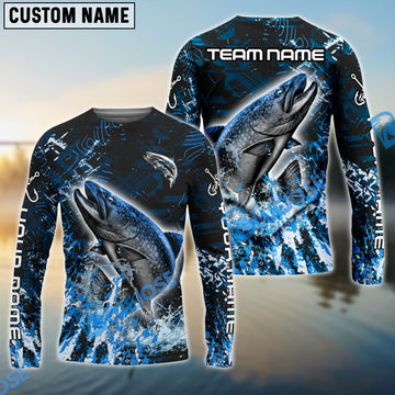 Bluejose Trout Fishing Dark Grunge Blue Custom Name & Team Name 3D Shirts