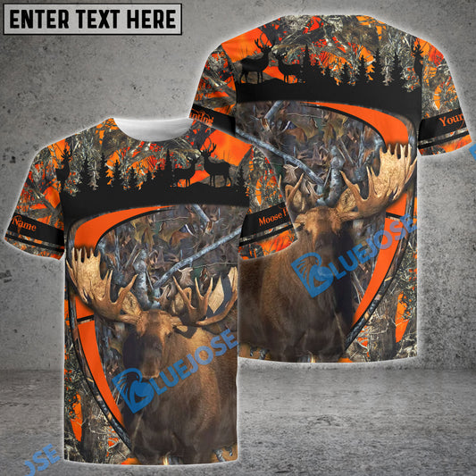 BlueJose Personalized Name Moose Hunting Season Pattern 3D Shirts