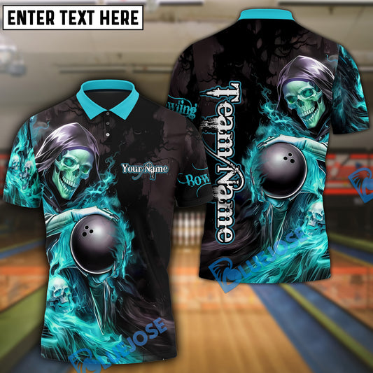 BlueJoses Grim Reaper Bowling Premium Multicolor Customized Name 3D Shirt (6 Colors)