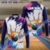 BlueJoses Bowling And Pins Blue Pink Customized Name 3D Shirt