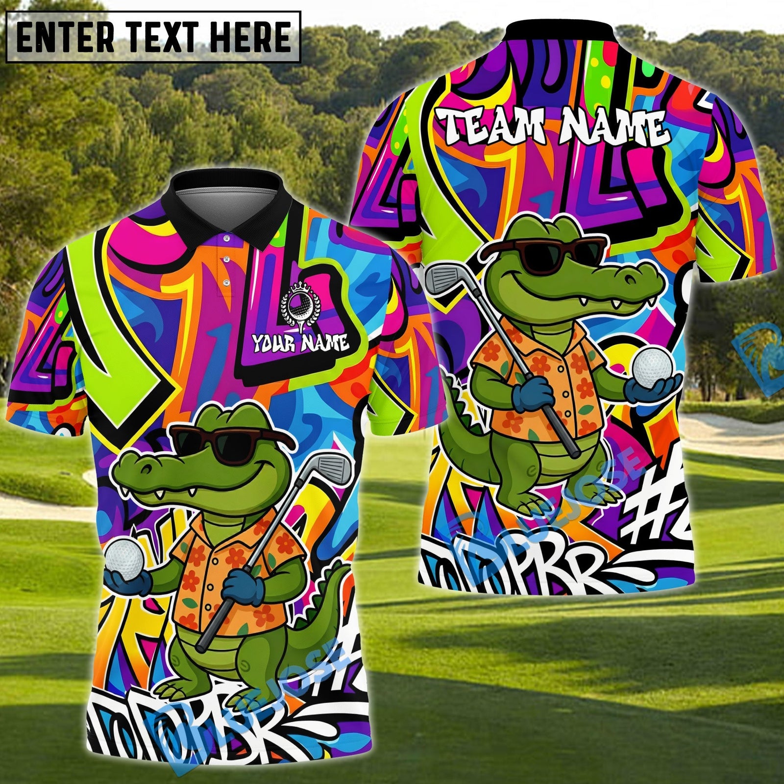 BlueJose Urban Bunny Golfer Shirt Golf Polo Customized Name, Team Name 3D Shirts (4 Colors)