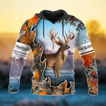 BlueJose Personalized Deer Hunting 3D Hoodie (3 Colors)