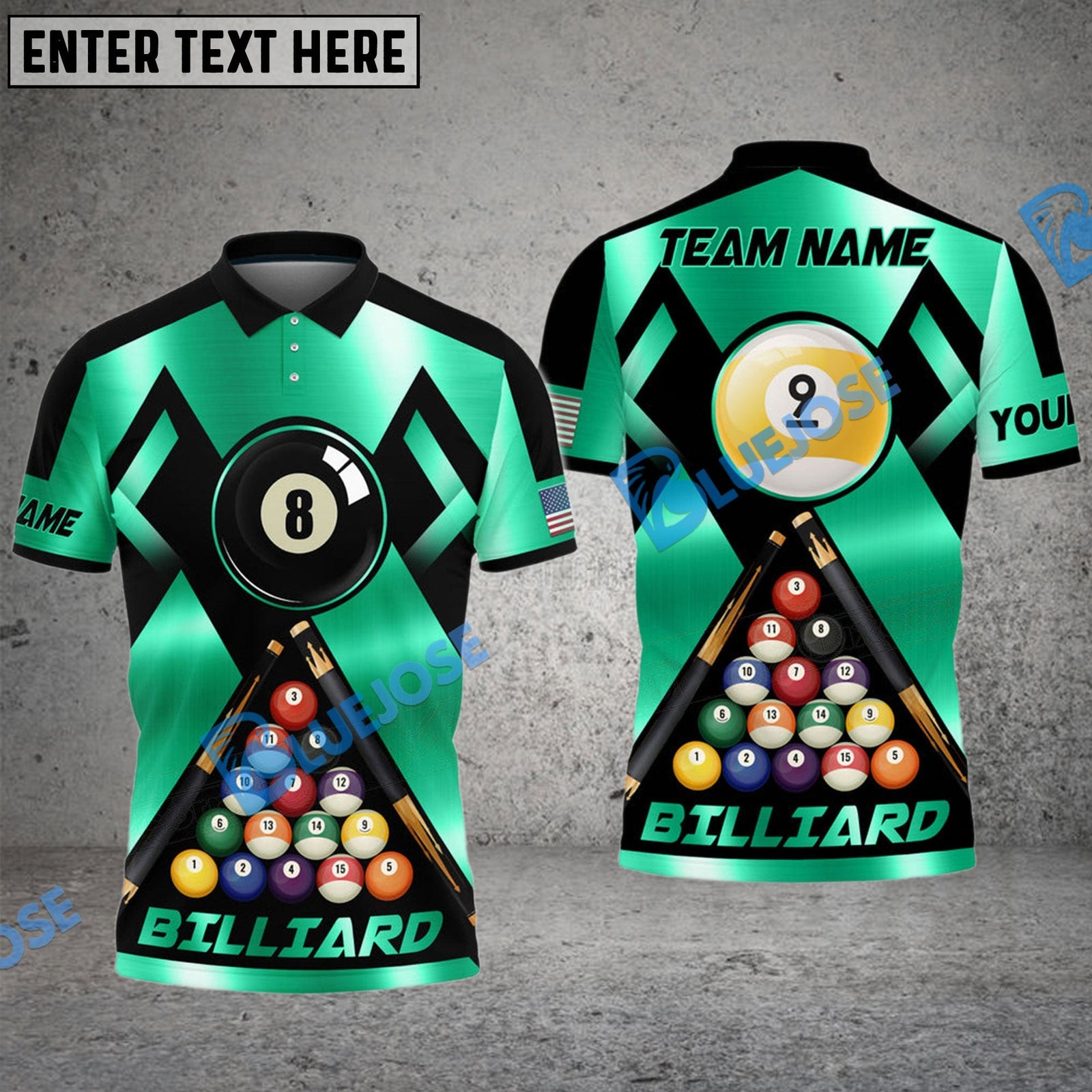BlueJose Billiards 8 Ball & 9 Ball Metal In My Veins Personalized Name, Team Name Shirt (4 Colors)