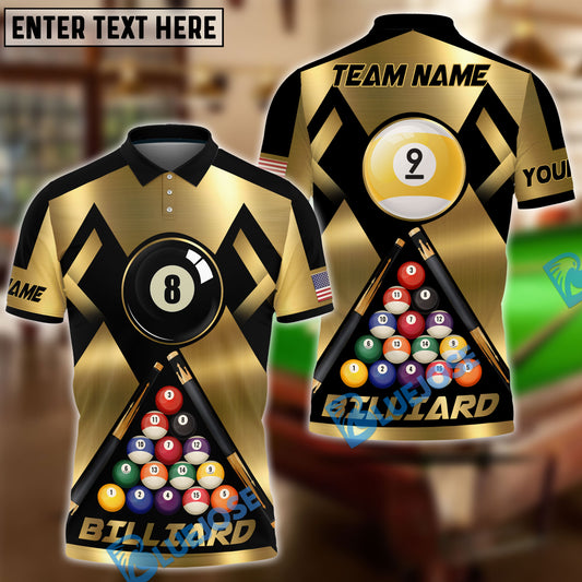 BlueJose Billiards 8 Ball & 9 Ball Metal In My Veins Personalized Name, Team Name Shirt (4 Colors)