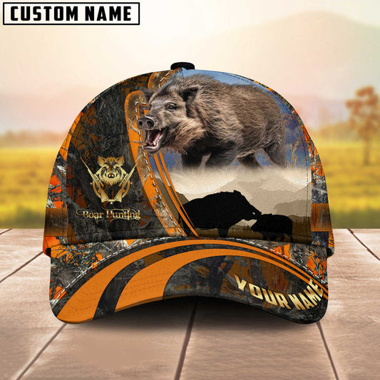 BlueJose Majestic Boar Hunting Orange Camo Personalized Cap