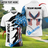 BlueJose Golf Skull US Flag Pattern Customized Name, Team Name 3D Shirts (4 Colors)