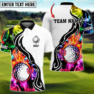 BlueJose Golf Fireball Multicolor Smoke Pattern Personalized Name, Team Name 3D Shirt