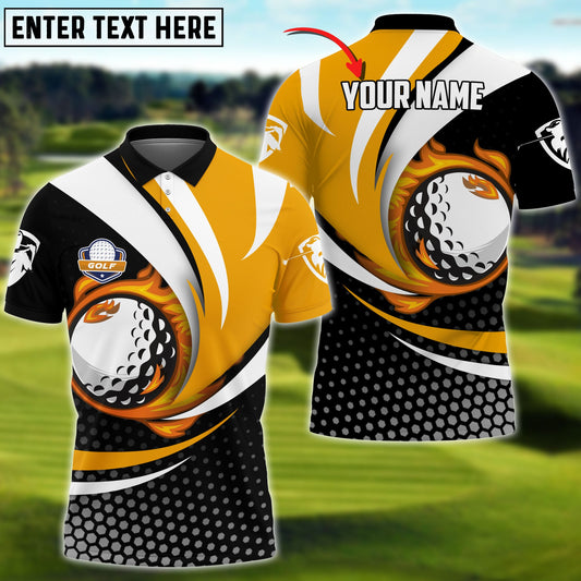 BlueJose Golf Yellow Pattern Personalized Name, Team Name 3D Shirt