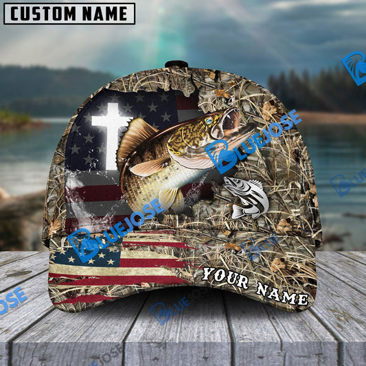 BlueJose Personalized Walleye Cross Camo Fishing Classic Cap