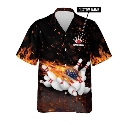 BlueJoses Flame Bowling Gutter Gang Personalized Name Hawaiian Shirt