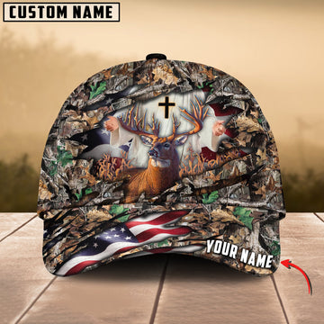 BlueJose Colorful God America Hunting Deer Multicolor Personalized Cap