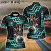 BlueJoses Bowling And Pins Royal Multicolor Option Customized Name 3D Shirt for Women (4 Colors)