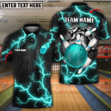 BlueJose Bowling And Pins The Power Of The God Of Thunder Customized Name 3D Shirt (4 Colors)