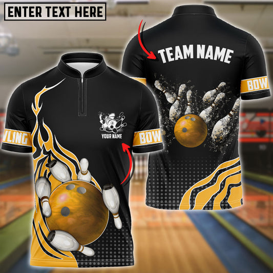 BlueJose Bowling And Breaking Pins Customized Name, Team Name 3D Shirt (6 Options)