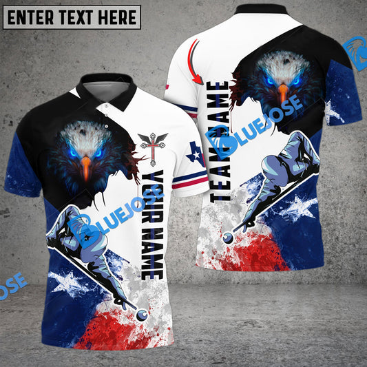 BlueJose Billiards Player Cross Eagle (Texas & USA Flag) Personalized Shirt