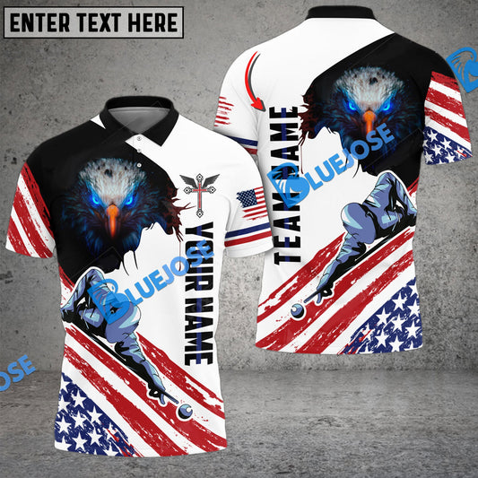 BlueJose Billiards Player Cross Eagle (Texas & USA Flag) Personalized Shirt