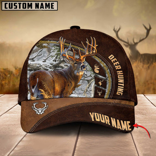 BlueJose Hunting Deer Leather Zip Pattern Multicolor Personalized Cap