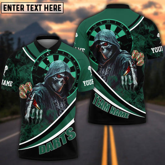 BlueJose Darts Brotherhood Skull Personalized Name, Team Name Shirt (4 Colors)