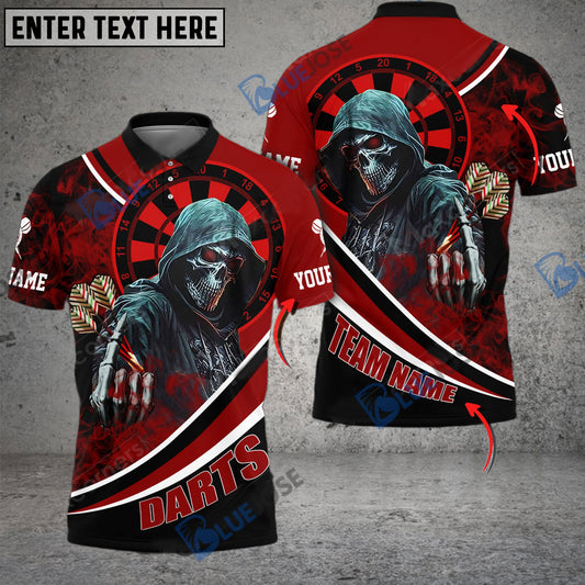 BlueJose Darts Brotherhood Skull Personalized Name, Team Name Shirt (4 Colors)