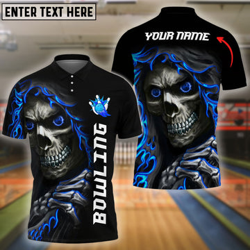 BlueJose Bowling And Pins Reaper Customized Name 3D Shirt (4 Colors)