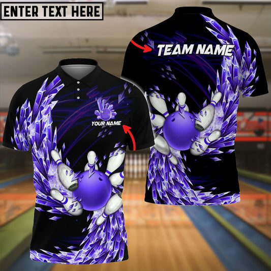 BlueJose Bowling And Pins Ice Breath Pattern Customized Name 3D Shirt (4 Colors)