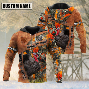 BlueJose Personalized Name Born To Hunt Turkey Hunting 3D Shirt