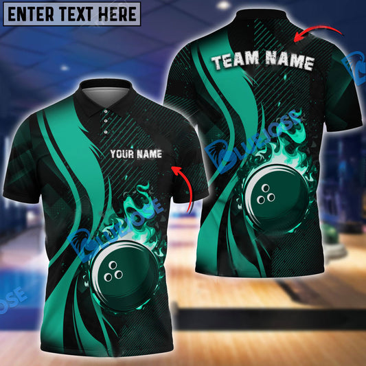 BlueJose Bowling And Pins Dynamic Fire Customized Name 3D Shirt (4 Colors)