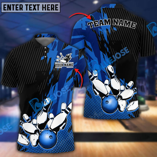 BlueJoses Bowling And Pins Retro Paint Style Customized Name 3D Shirt ( 5 Colors)