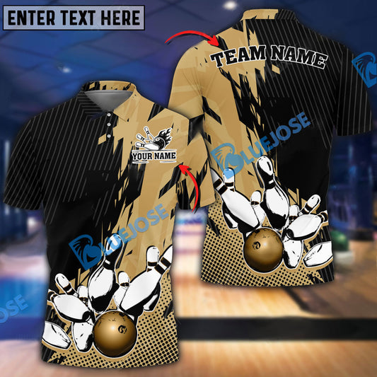 BlueJoses Bowling And Pins Retro Paint Style Customized Name 3D Shirt ( 5 Colors)