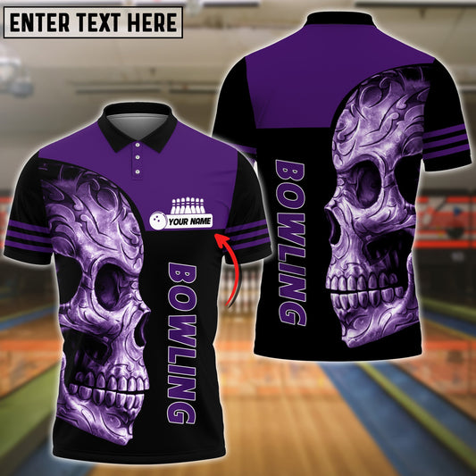 BlueJose Bowling Purple Skull Classic Customized Name 3D Shirt