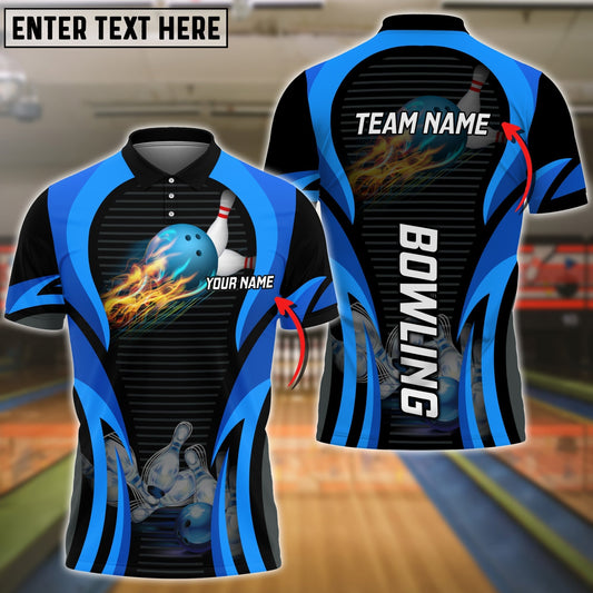 BlueJoses Blue Bowling Strike Customized Name 3D Shirts, Personalized Shirts For Bowling Players