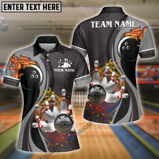 BlueJose Bowling And Pins Water Flow Customized Name 3D Shirt for Women