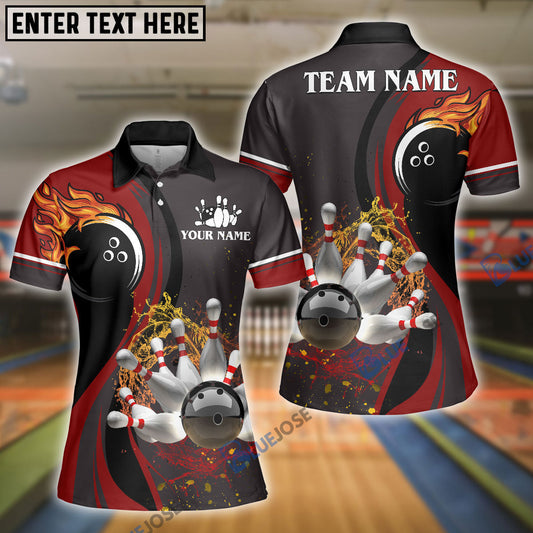 BlueJose Bowling And Pins Water Flow Customized Name 3D Shirt for Women