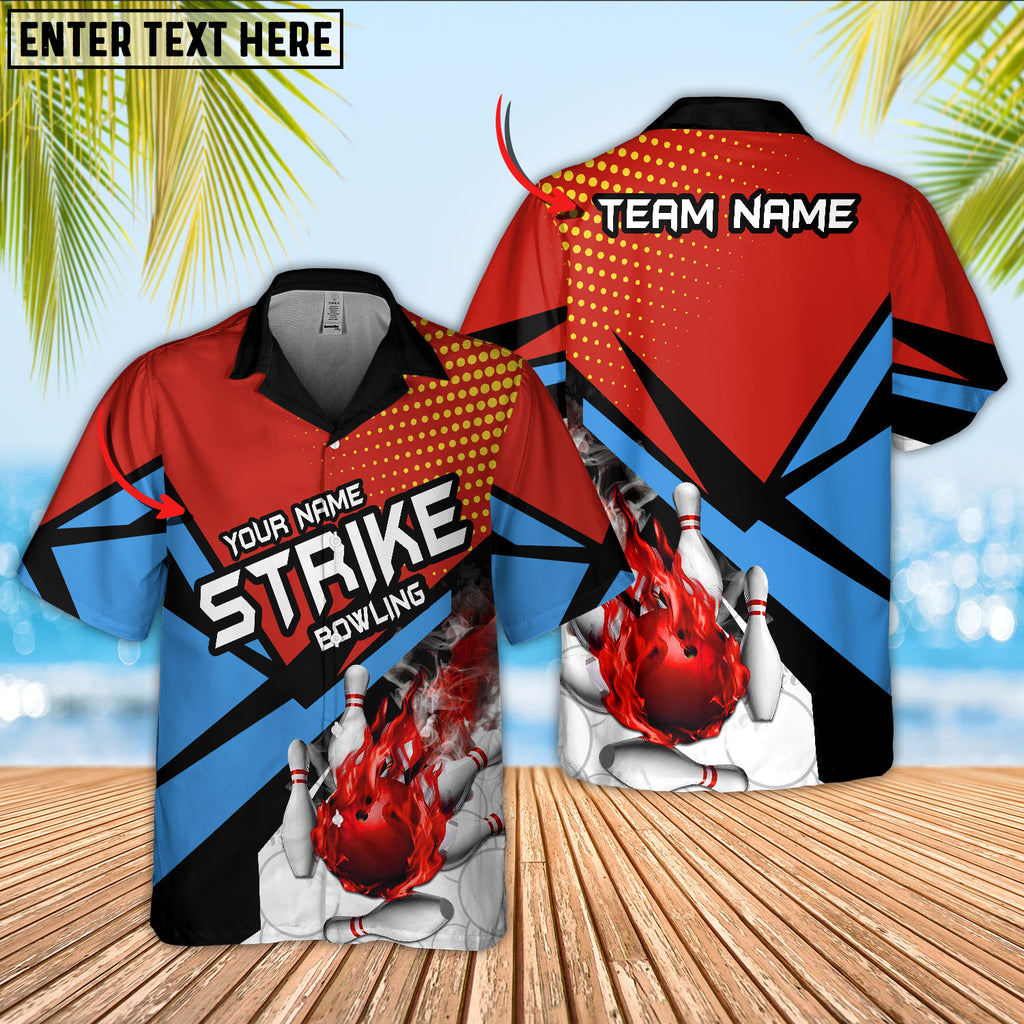 BlueJose Bowling Ball And Pins Strike Cannon Ball Throw Multicolor Option Customized Name Hawaiian Shirt (5 Colors)