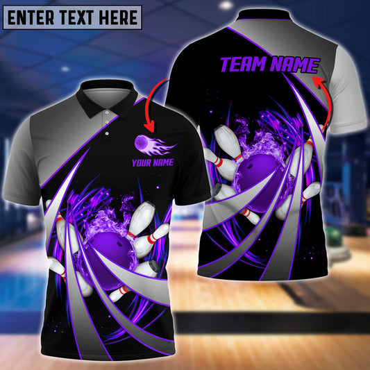 BlueJoses Flame Bowling And Pins Tornado Pattern Customized Name 3D Shirt (4 Colors), Personalized Shirts For Bowling Players