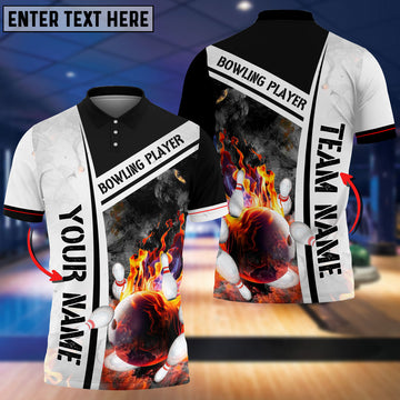 BlueJoses Bowling And Pins Bowling Player Pattern Multicolor Customized Name 3D Shirt, Personalized Shirts For Bowling Players