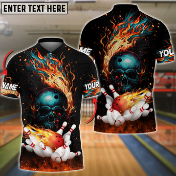 BlueJoses Personalized Name Skull Fire Ball and Pins Multicolor 3D Shirt