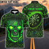 BlueJose Flame Green Skull Darts Personalized Name Shirt