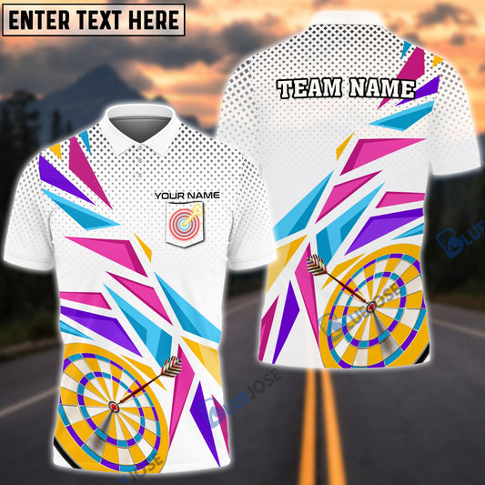 BlueJose Pink Purple Darts Board Personalized Name, Team Name Pocket Polo