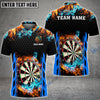 BlueJose Red and Blur Fire Dart Board Personalized Name, Team Name Shirt (6 Colors)