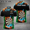 BlueJose Red and Blur Fire Dart Board Personalized Name, Team Name Shirt (6 Colors)