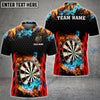 BlueJose Red and Blur Fire Dart Board Personalized Name, Team Name Shirt (6 Colors)