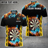 BlueJose Red and Blur Fire Dart Board Personalized Name, Team Name Shirt (6 Colors)