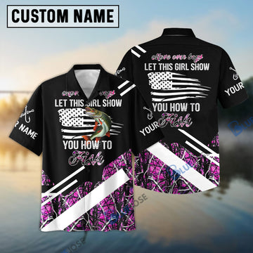 Bluejose Move Over Boys Let This Girl Show You How To Fish Musky Pink Camo Custom 3D Shirts