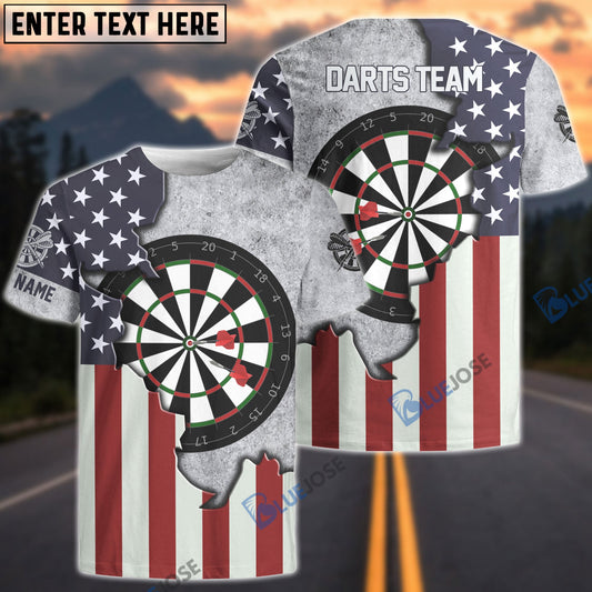 BlueJose Darts Board USA Flag Personalized Name, Team Name 3D Shirt