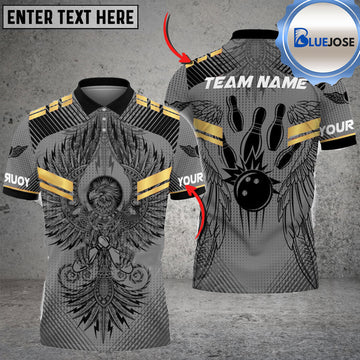 BlueJoses Bowling And Pins Native Eagle Multicolor Customized Name 3D Shirt (6 Colors)